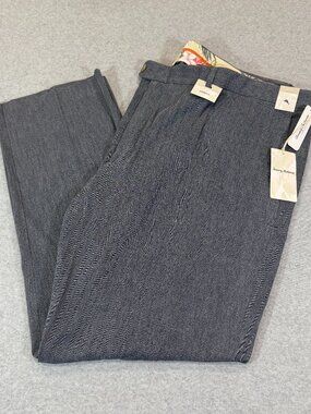 Tommy Bahama Havana Herringbone Silk Blend Pants 52x34 Ink Blue Gray Golf NWT